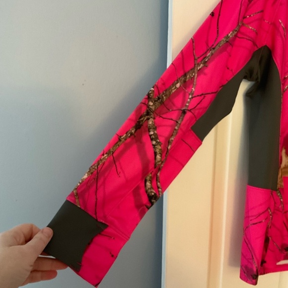 Mossy Oak Realtree Women's 1/4-Zip Performance Long Sleeve Tee Pink Camo Size XL - Picture 2 of 9